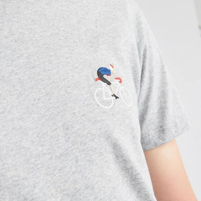 Faguo Arcy Bike - Embroidered Grey T-shirt in cotton