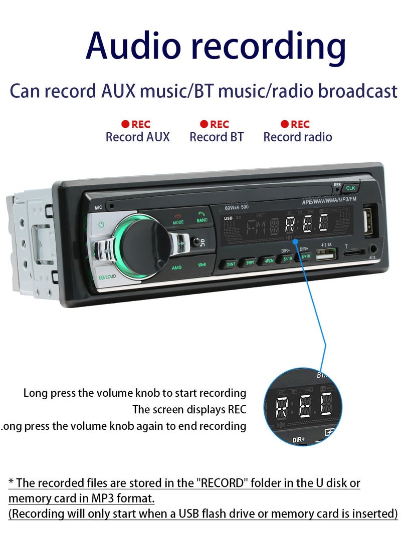 2.1A Fast Charger Car Bluetooth MP3 Player Dual USB Card Multi-function Lossless Music FM FM Radio