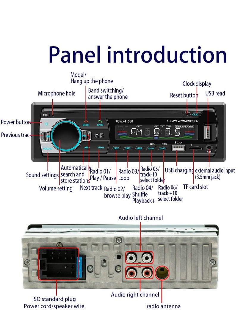 2.1A Fast Charger Car Bluetooth MP3 Player Dual USB Card Multi-function Lossless Music FM FM Radio