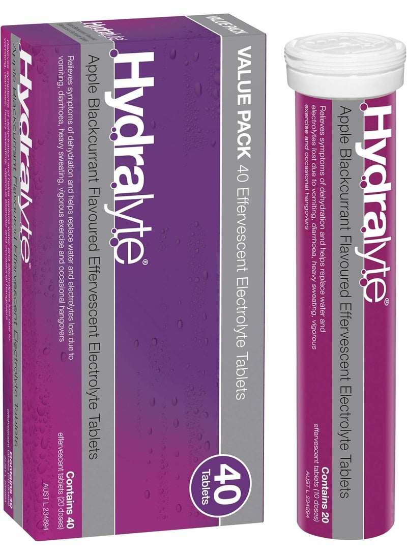 Hydralyte Effervescent Tablets – Apple Black Currant – 40 Tablets - Image 1