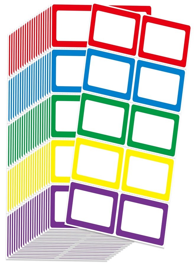 L LIKED 200 Pcs Colorful Name Tag Stickers, 3.5x2.25 Inches Adhesive Name Labels with Perforated Line for Clothes, Kids, School Activities, Office, Home (Blank - 400 Labels) - Image 1