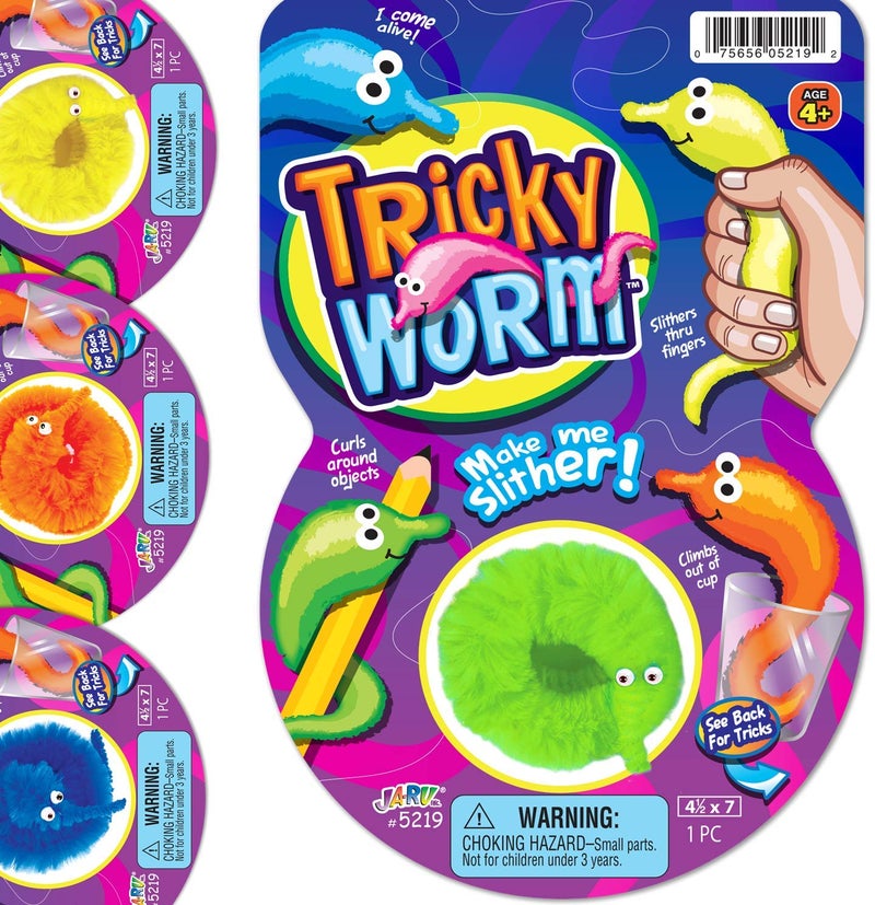 Ja-Ru JA-RU Fuzzy Worms on Strings on a String Magic Worms Fidget Toy (1 Assorted Individually Packed) Wiggly Worm On String Twisty Fuzzy Worm Toys for Kids Party Favors ADD Anxiety Relief 5219-1A - Image 1
