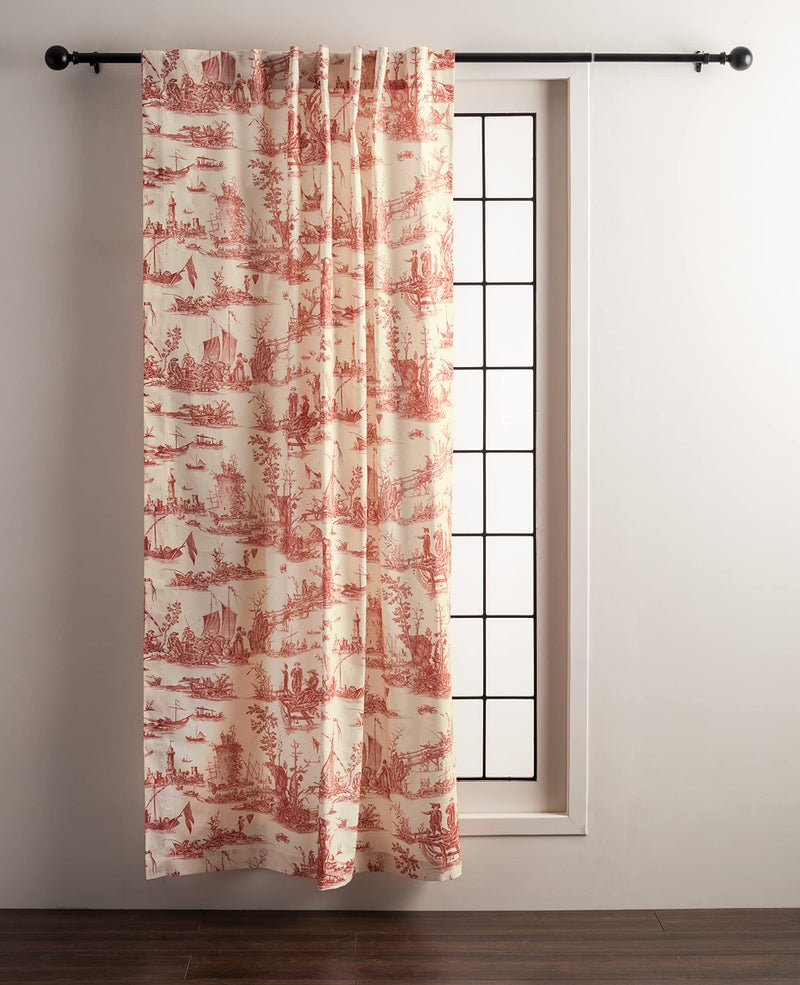 ميزون دي هيرمين Maison D 'Hermine 100 ٪ Startain Curtain - 50 "" X96 "" Cardinal Decorative Stain -Startains - Realthetic Startains for Farmhouse Kitchen & Doom - for Spring & Summer - Calais Collection - Image 1