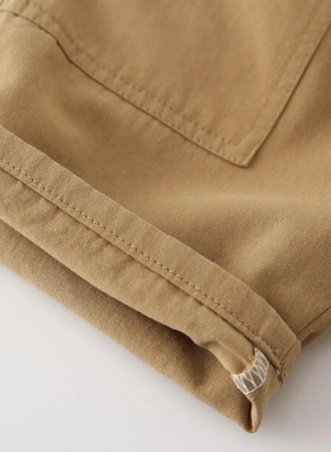 YUNIQEE Brown Regular Fit Mid Rise Solid Shorts
