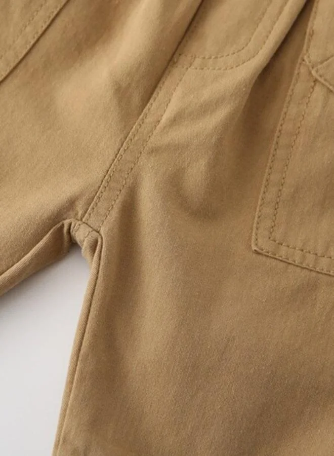 YUNIQEE Brown Regular Fit Mid Rise Solid Shorts