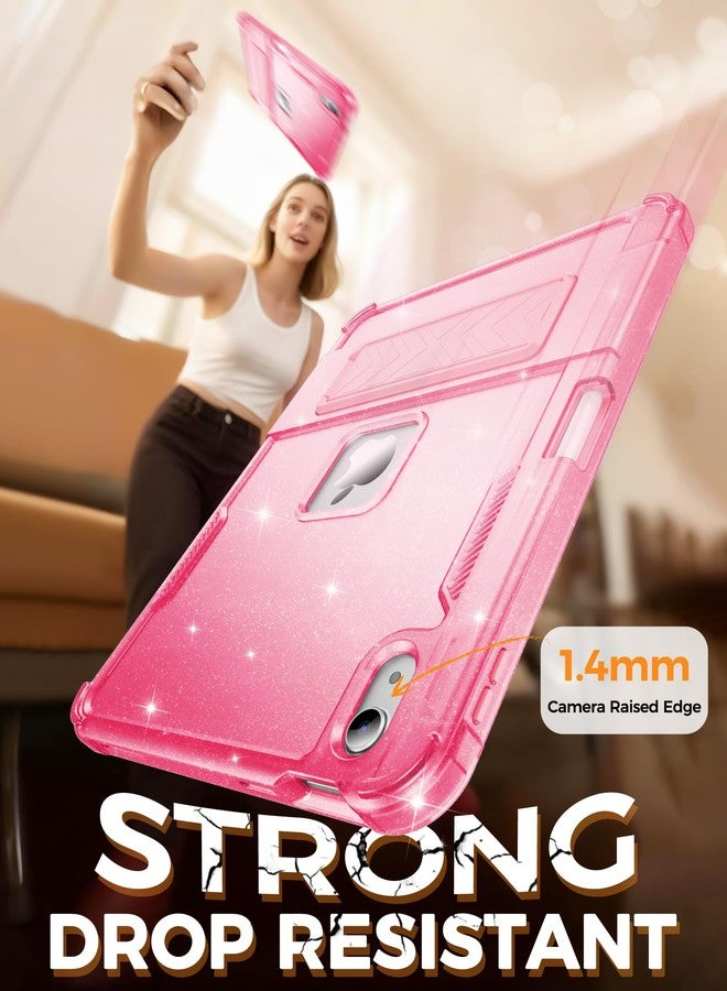 INFILAND Case for iPad A16 11 inch 11th Generation,iPad 10th Generation Case 10.9 Inch Glitter Semi-Transparent, Protective Cute Cover with Stand, Pencil Holder for Girls, Kids, Women (Pink) - Image 4
