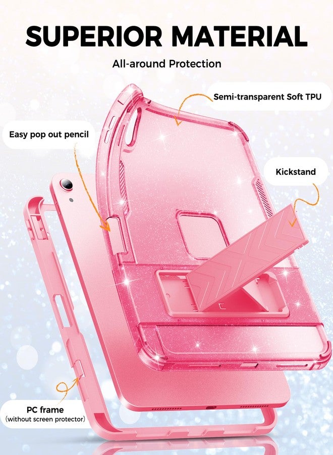 INFILAND Case for iPad A16 11 inch 11th Generation,iPad 10th Generation Case 10.9 Inch Glitter Semi-Transparent, Protective Cute Cover with Stand, Pencil Holder for Girls, Kids, Women (Pink) - Image 3