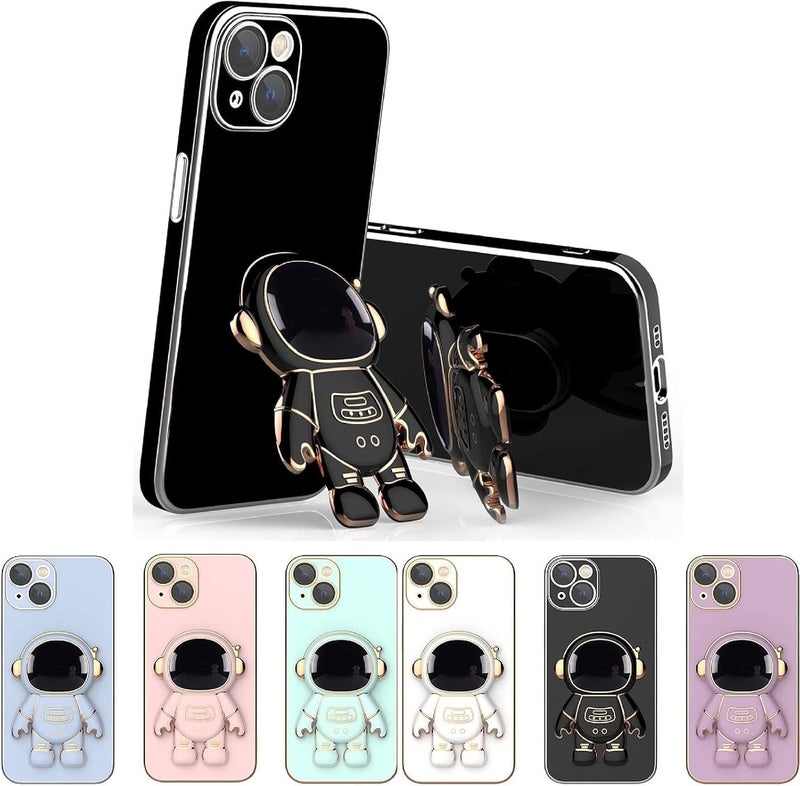 comfrt 6D Plating Astronaut Hidden Stand Case Cover for iPhone, Astronaut Folding Bracket for iPhone Case with Camera Protector, Astronaut Phone Case with Stand, with Stand Lens Film - Image 1