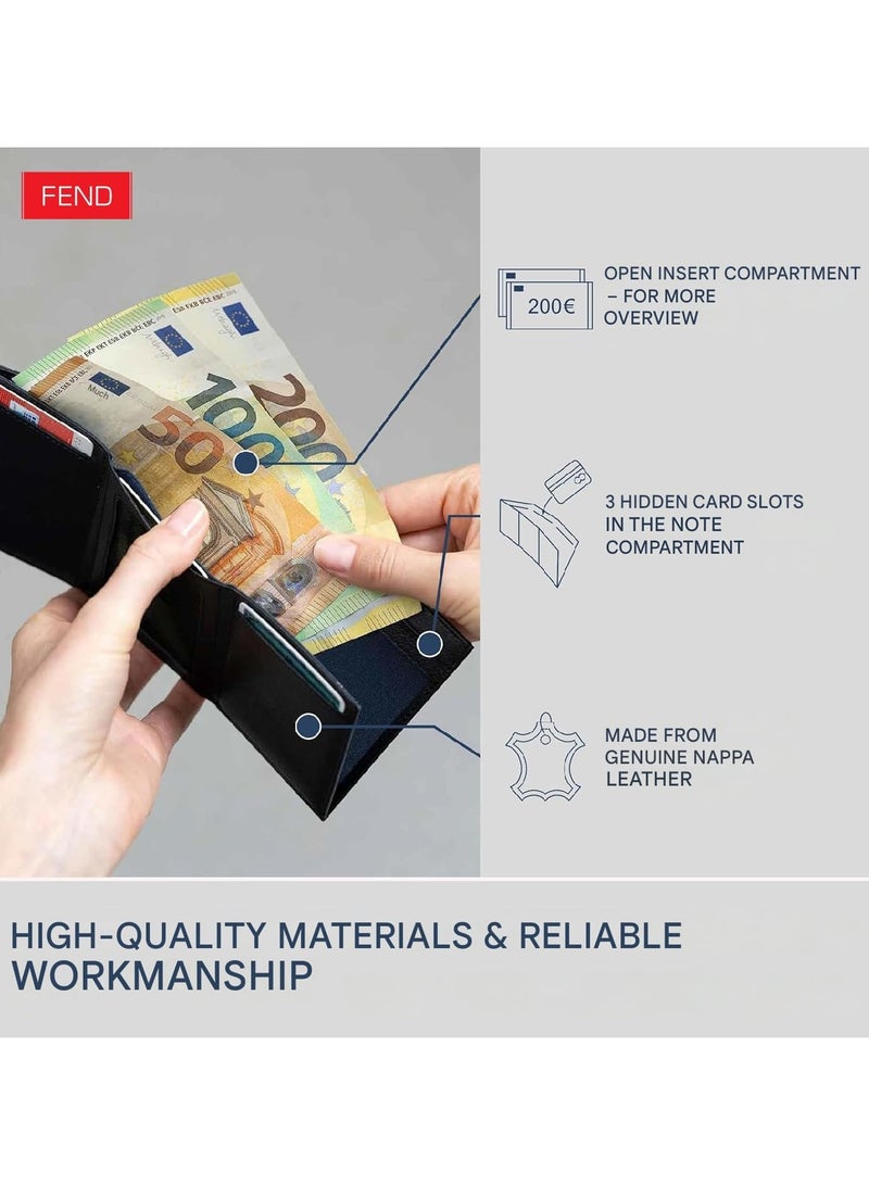 FEND Fend RFID Blocking Leather Wallet Trifold Design With 6 Card Slots and ID Window Designed for Men Green  - Image 2
