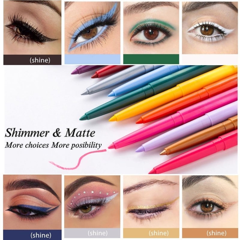ONarisae eyeliner pencil retractable eyeliner creamy pigmented smudge proof eye liner pen Purple - Image 3