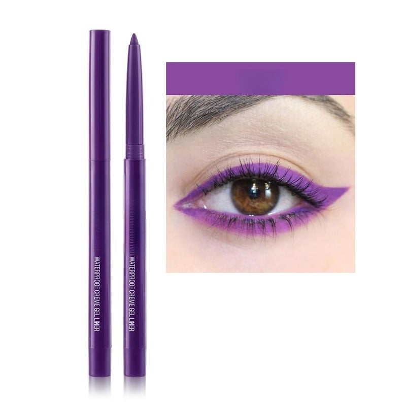 ONarisae eyeliner pencil retractable eyeliner creamy pigmented smudge proof eye liner pen Purple - Image 2