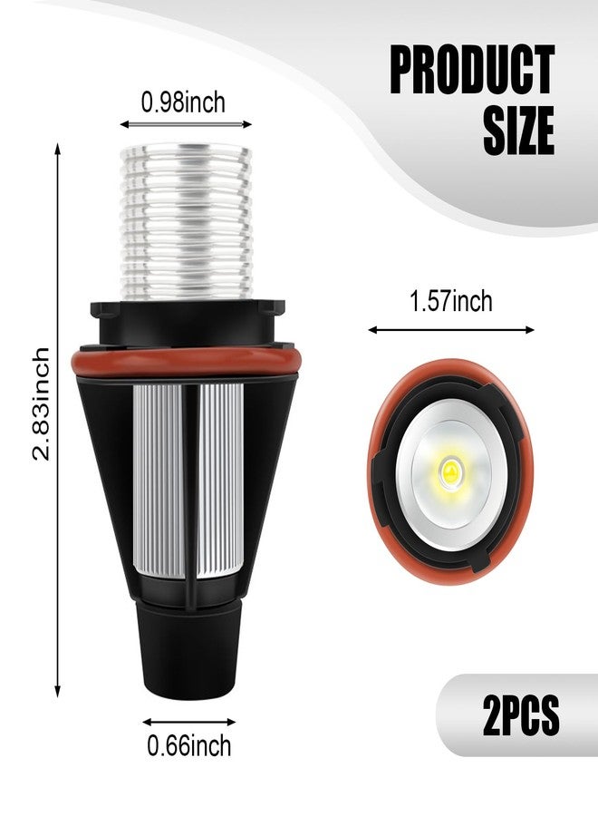 Fluher 2 PCS Car LED Angel Eye, 6500K Marking Light Angel Eye Ring Bulb Replacement 6312694048, Non-polar Error Free Decoded Fog Light Driving Light, Compatible with BMW E39 E60 (White) - Image 2