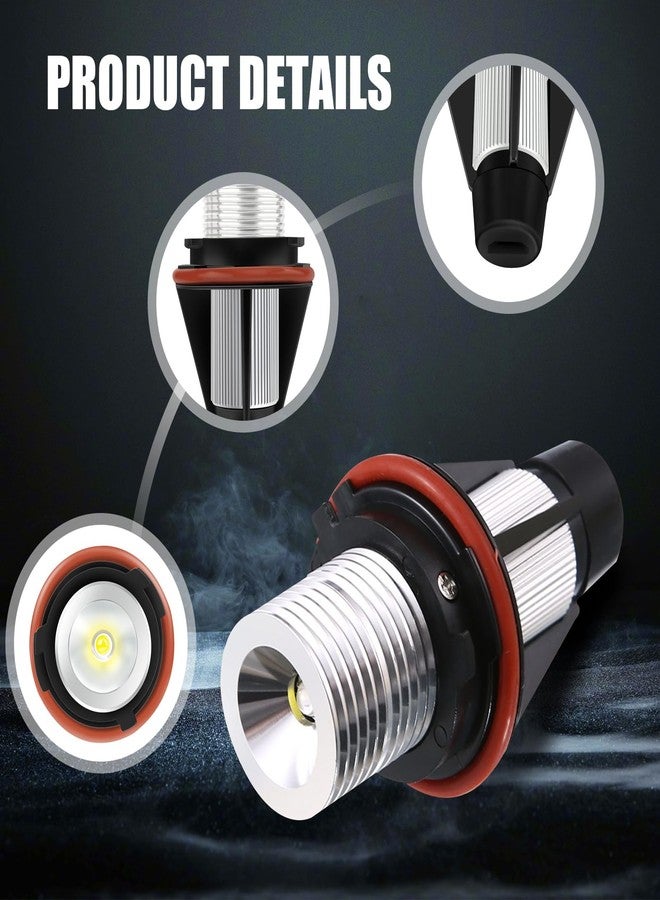Fluher 2 PCS Car LED Angel Eye, 6500K Marking Light Angel Eye Ring Bulb Replacement 6312694048, Non-polar Error Free Decoded Fog Light Driving Light, Compatible with BMW E39 E60 (White) - Image 3