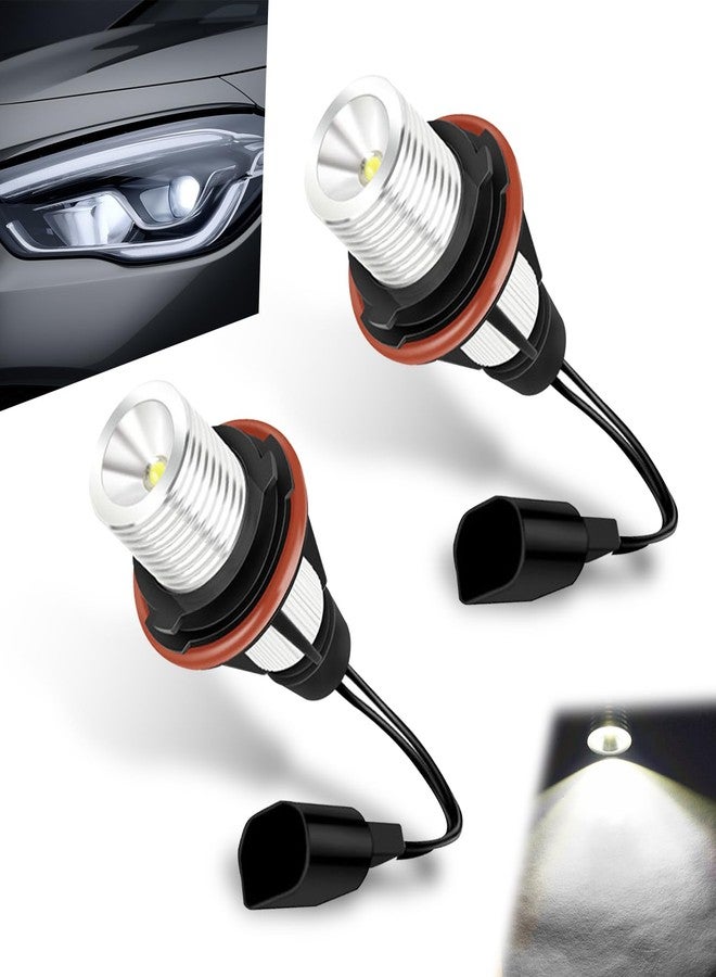 Fluher 2 PCS Car LED Angel Eye, 6500K Marking Light Angel Eye Ring Bulb Replacement 6312694048, Non-polar Error Free Decoded Fog Light Driving Light, Compatible with BMW E39 E60 (White) - Image 1