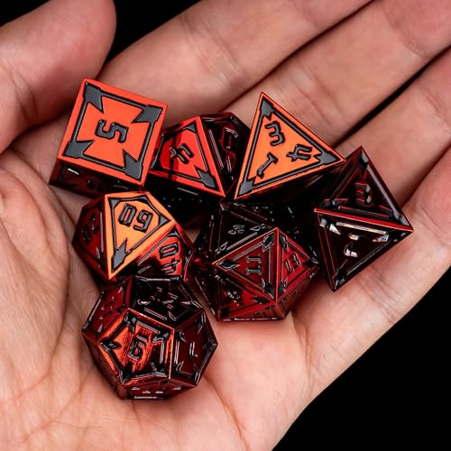 UDIXI Red Metal Dice Set DD 7Piece Heavy Metallic DND Dice Set with Gorgeous Gift Case for Role Playing Game and Tabletop Game - Image 5
