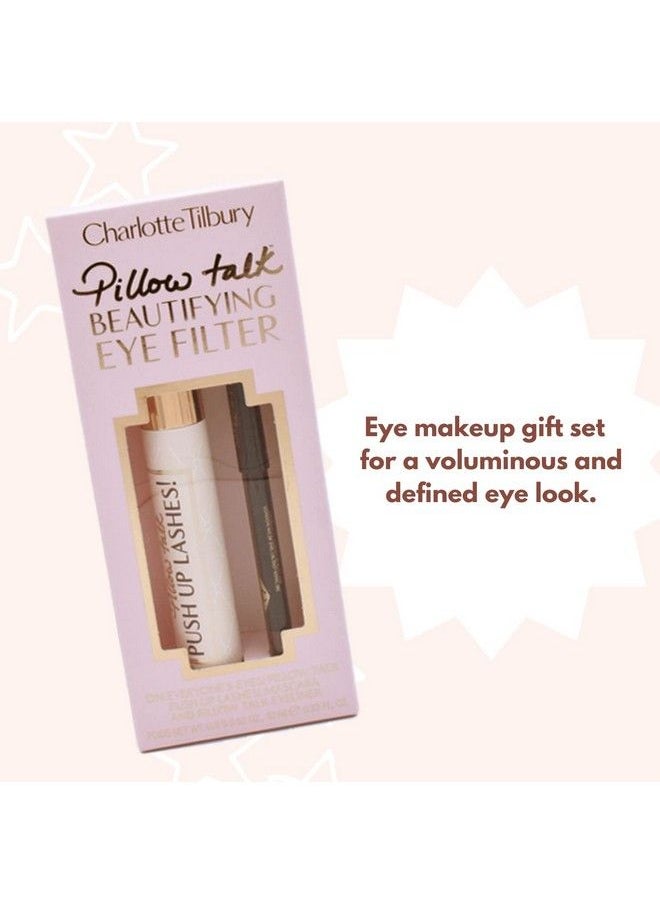 Pillow Talk Mascara & Eyeliner Beautifying Eye Filter Set:: Push Up Lashes Volumizing & Lengthening Mascara For Eyelashes And Pillow Talk Eyeliner