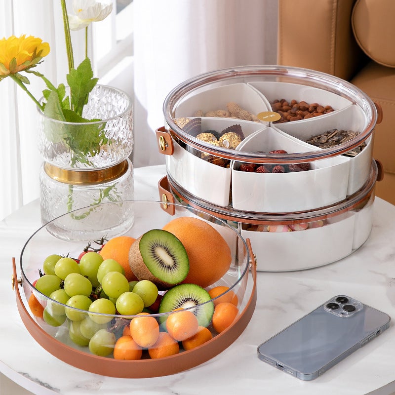 Modern Simple Fruit Plate With Lid High-End Ice Bucket With Handle Creative Fashion Living Room Home Grid Fruit Plate Fruit Bowl - Image 2
