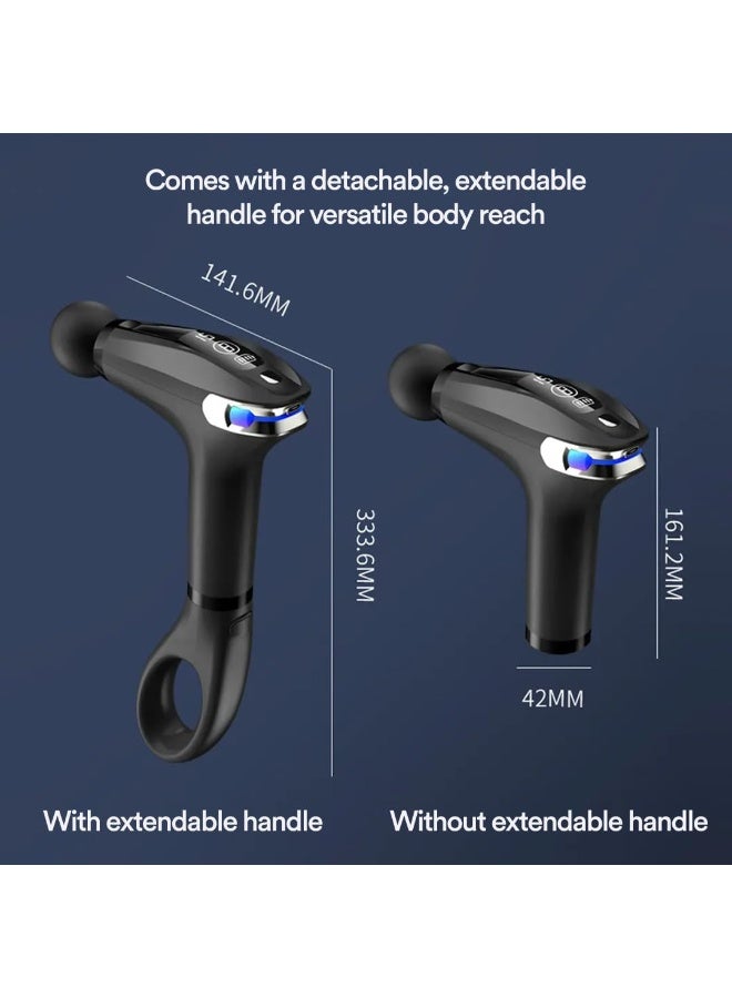 مسدس تدليك للأنسجة العميقة – قابل لإعادة الشحن مع شاشة LCD، محرك صامت، وضعين و8 سرعات، مقبض ممتد لتخفيف الألم واستعادة العضلات - Image 5