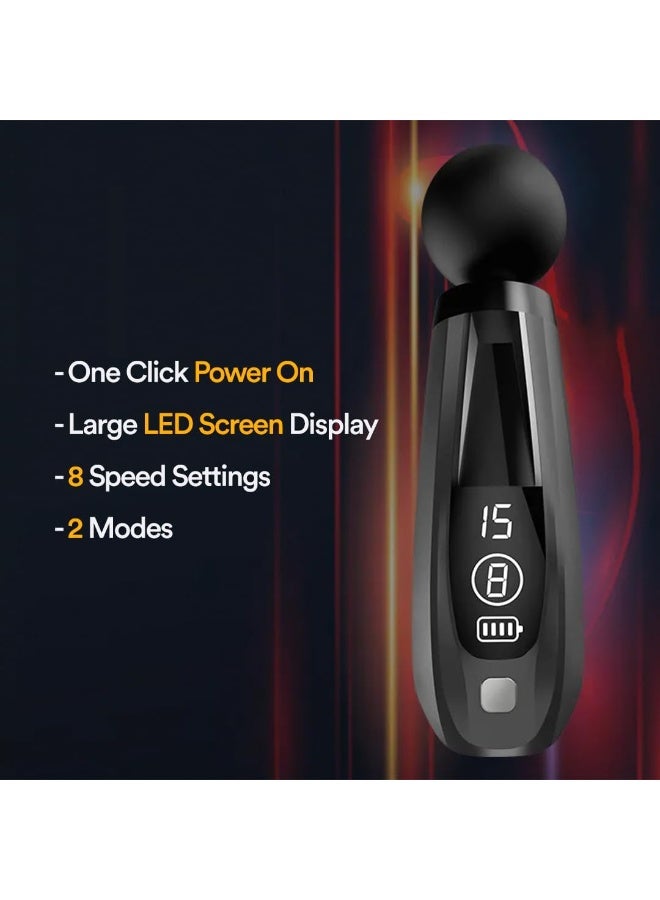 مسدس تدليك للأنسجة العميقة – قابل لإعادة الشحن مع شاشة LCD، محرك صامت، وضعين و8 سرعات، مقبض ممتد لتخفيف الألم واستعادة العضلات - Image 2