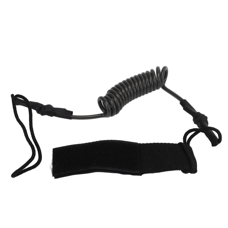Kayak Paddle Leash Black TPU Spring Rope Fast Rebound High Strength - Adjustable Hook And Loop Buckle Secure Safety Knot Rope for Kayak Surfboard Fishing Rod - Image 5