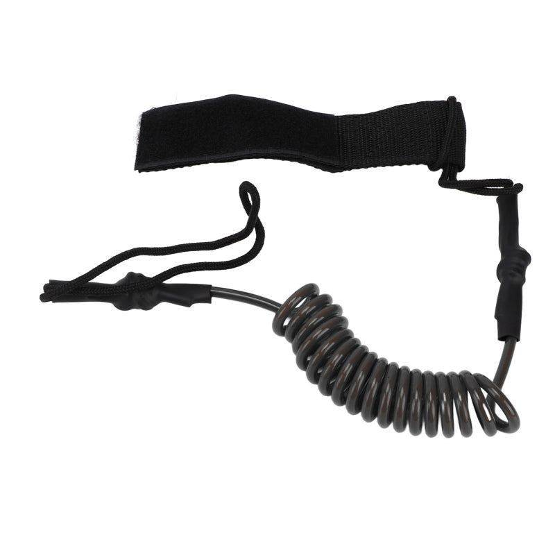 Kayak Paddle Leash Black TPU Spring Rope Fast Rebound High Strength - Adjustable Hook And Loop Buckle Secure Safety Knot Rope for Kayak Surfboard Fishing Rod - Image 2