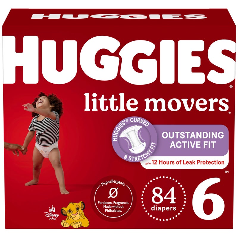 Huggies Size 6 Diapers, Little Movers Baby Diapers, Size 6 (35+ lbs), 84 Count - Image 1