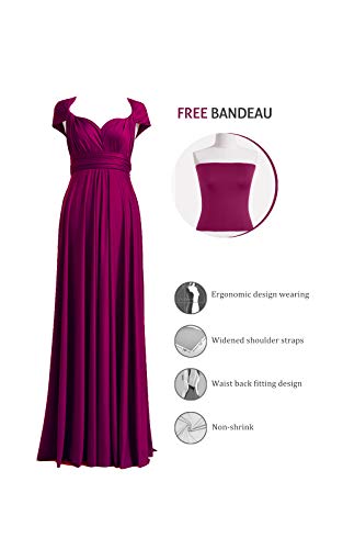 72styles Women's Bridesmaid Wedding Evening Party Maxi Wrap Dress Infinity Convertible Plus Size Dress Plum - Image 2