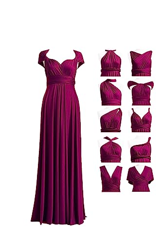 72styles Women's Bridesmaid Wedding Evening Party Maxi Wrap Dress Infinity Convertible Plus Size Dress Plum - Image 1