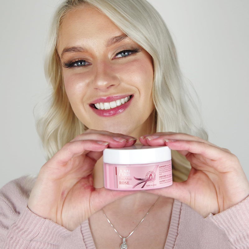 ANAI RUI Rose Facial Mask, Deep Cleansing, Clay Mask with Kaolin Pink Clay, Gifts for Women, Niacinamide, Collagen, Hyaluronic Acid for Moisturizing & Smooth Skin, Pores Minimizers, 4.23 Oz - Image 5
