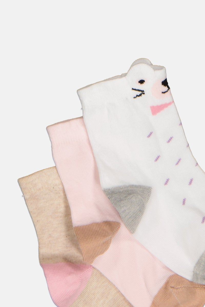 Joe Boxer Toddlers Girl 5 Pair Allover Print Crew Socks, Multicolor - Image 3