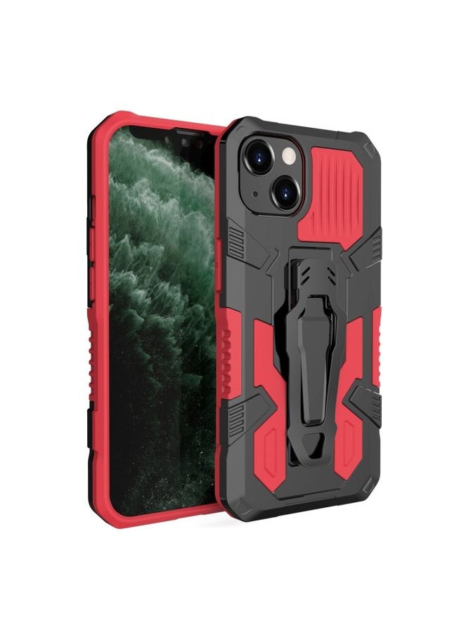 Generic Case Cover For iPhone 13 Machine Armor Warrior Shockproof PC + TPU Protective Case Red 
