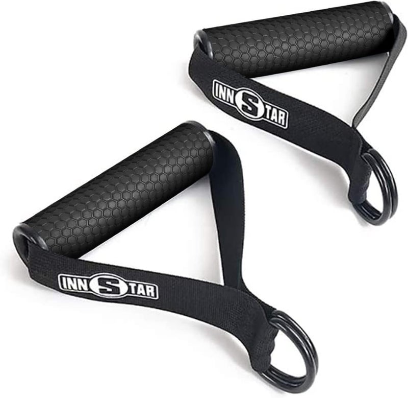 INNSTAR Cable Handles Gym Equipment, Resistance Band Handles with Solid ABS Core Grips, D Handle Cable Attachment, Heavy Duty Exercise Handles, Cable Machine Handles - Image 1