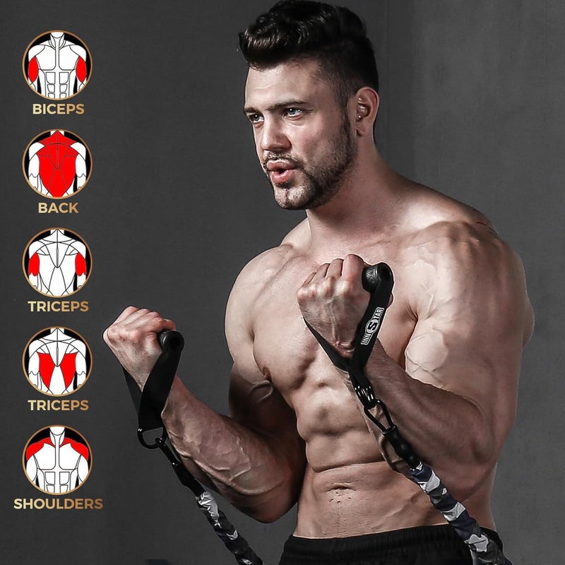 INNSTAR Cable Handles Gym Equipment, Resistance Band Handles with Solid ABS Core Grips, D Handle Cable Attachment, Heavy Duty Exercise Handles, Cable Machine Handles - Image 4
