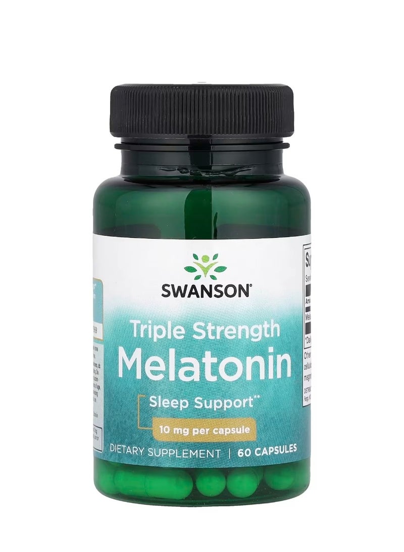 سوانسون قوة ثلاثية الميلاتونين 10 ملغ - 60 كبسولة - Image 1
