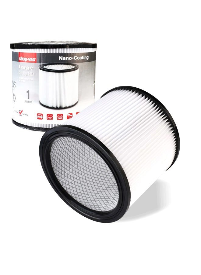 SHOPVAC High Performance 90304/90344 Cartridge Filter, Fits most 4-16 Gallon Shop-Vac Wet/Dry Vacuums, High Efficiency Nanofiber Filtration Paper, PET and Reusable, 1 Pack - Image 1