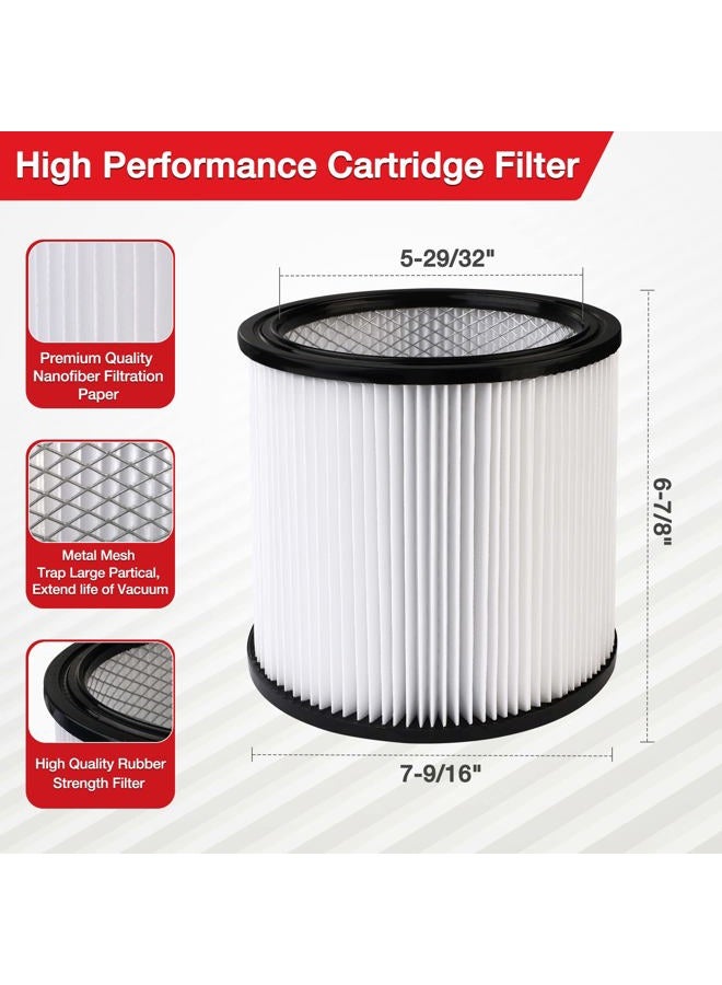 SHOPVAC High Performance 90304/90344 Cartridge Filter, Fits most 4-16 Gallon Shop-Vac Wet/Dry Vacuums, High Efficiency Nanofiber Filtration Paper, PET and Reusable, 1 Pack - Image 3