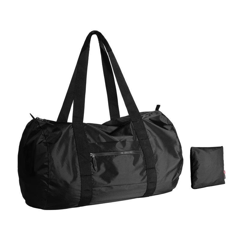 pack all 45L Foldable Duffel Bag, Water-Resistant Sports Gym Bag, Portable Weekender Bag Lightweight for Travel, Fitness and Camping (Black) - Image 1