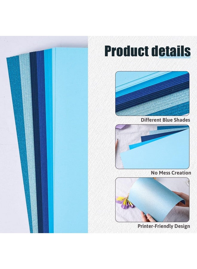 شيندل 34 ورقة من أوراق البطاقات الزرقاء، بطاقات لامعة زرقاء مقاس A4، ورق بناء ملون من الورق المقوى في 7 ألوان لصنع البطاقات والحرف الفنية للأطفال وسكرابوكينغ - Image 4