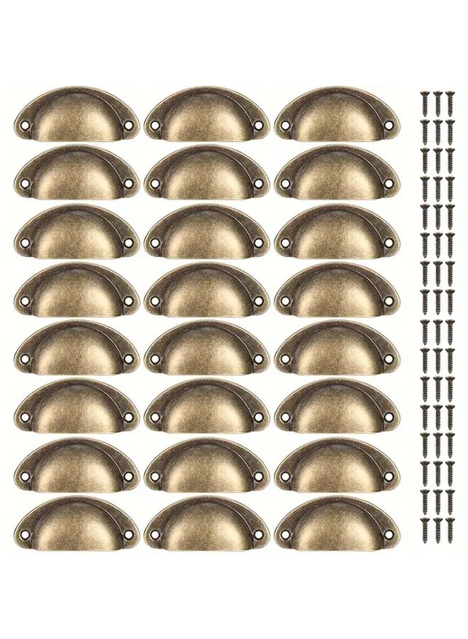 24 Pack Antique Bronze Iron Drawer Handles Vintage Shell Cabinet Knobs With Hardware - Image 1