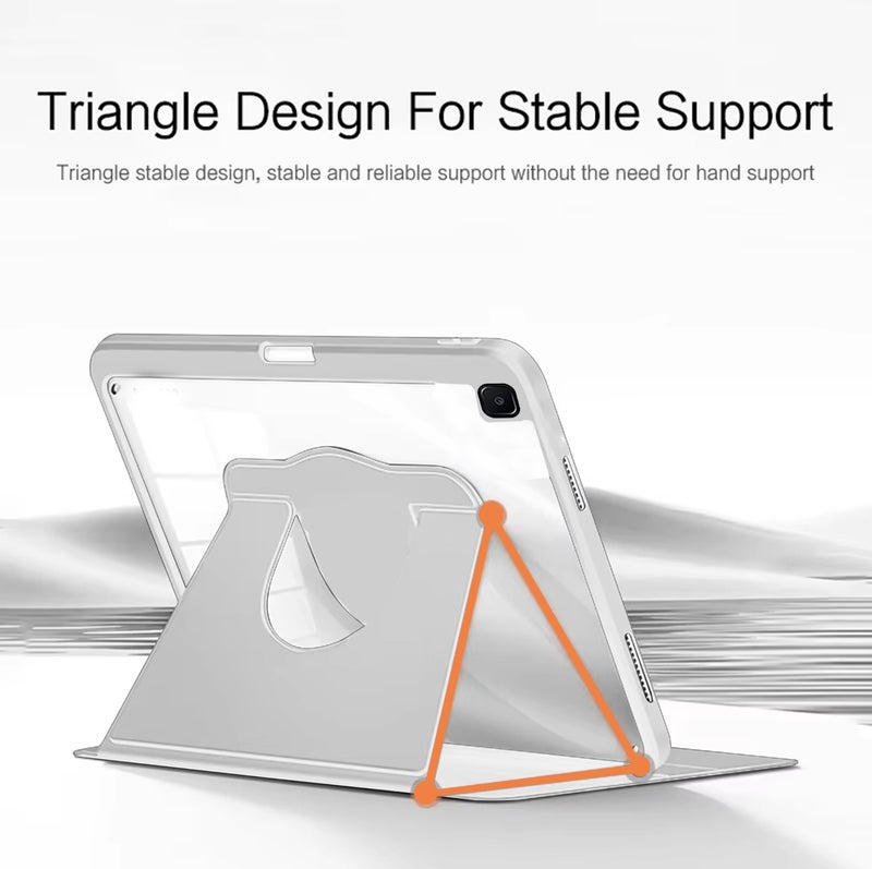 TGK Rotating Case for Samsung Galaxy Tab S6 Lite 10.4 inch SM-P610 P615 P613 P619 with Pencil Holder Trifold Stand Cover Clear Back (Lavender) - Image 5