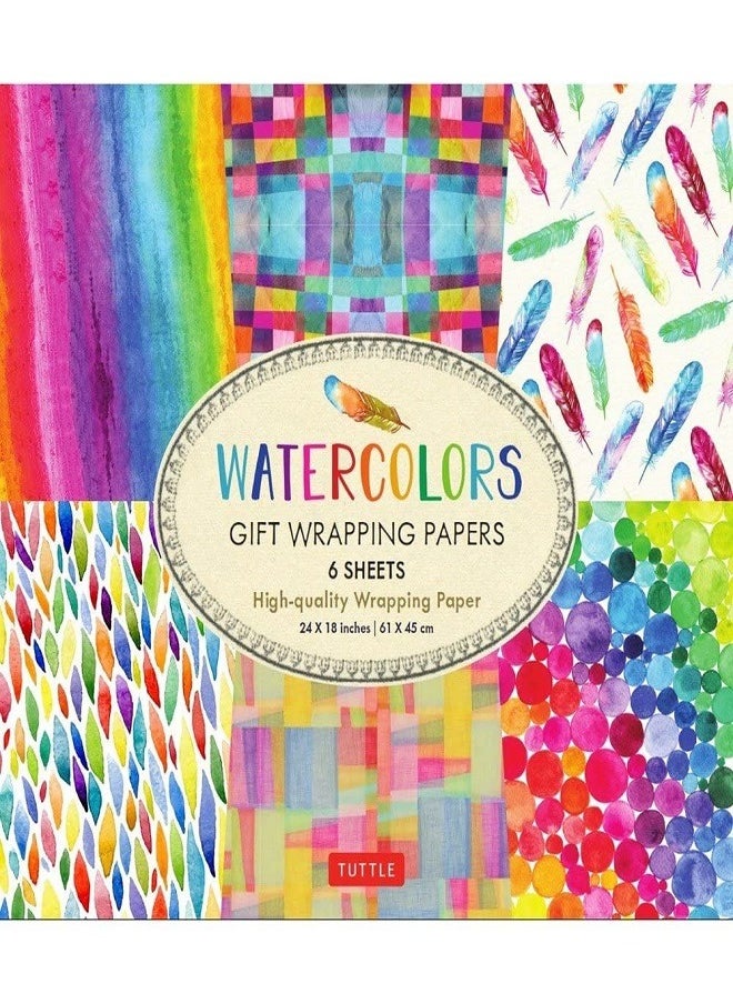 Watercolors Gift Wrapping Papers: 6 Sheets of High-Quality 24 x 18 inch Wrapping Paper 