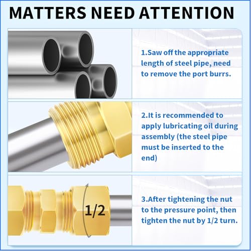 ChillWaves Brass Compression Tube Fitting, 3/16" OD x 3/16" OD Compression Union Connector(10-PACK) - Image 5