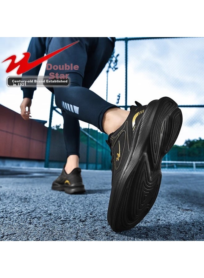 Shuangxing Men's Sports Shoes Spring Leather Waterproof Casual Running Durable Black Warrior 39 - Image 3