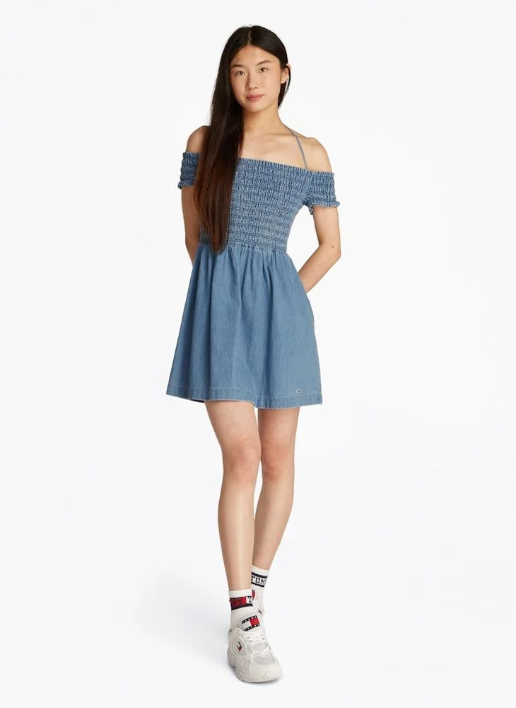 TOMMY JEANS Bardot Fit & Flare Dress