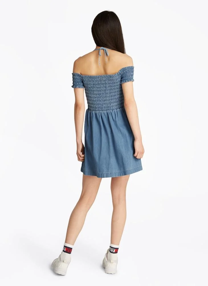 TOMMY JEANS Bardot Fit & Flare Dress