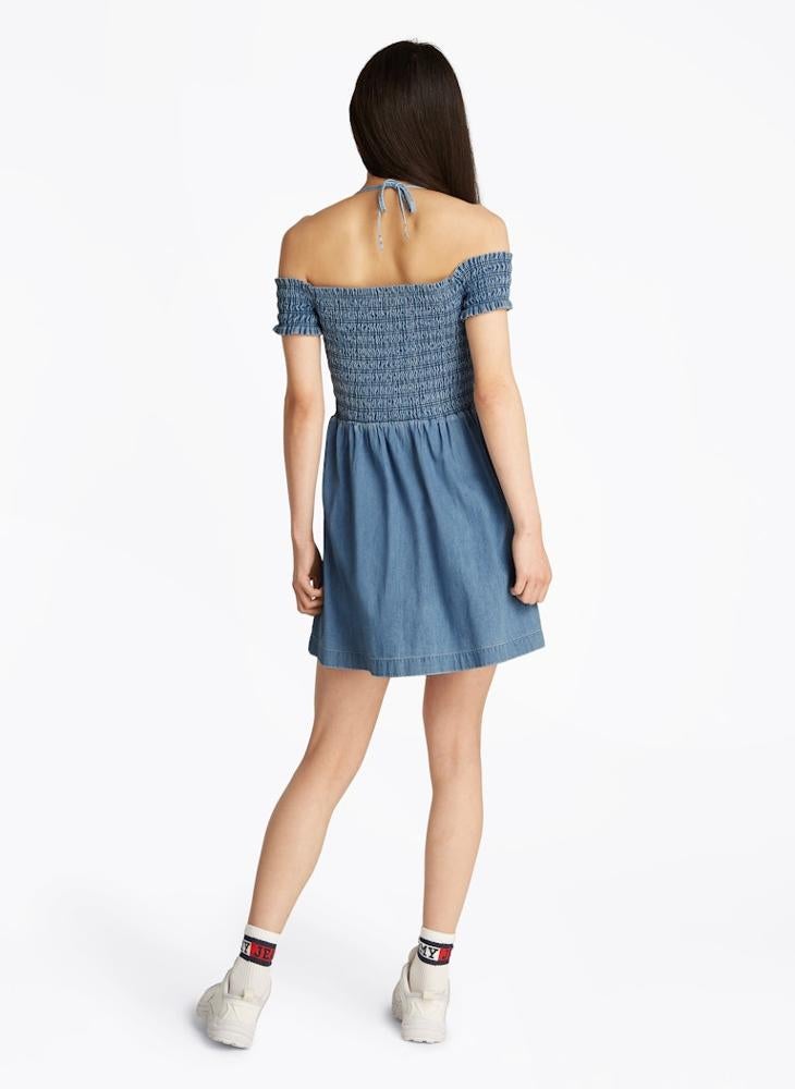 TOMMY JEANS Smocked Denim Mini Dress - Image 2