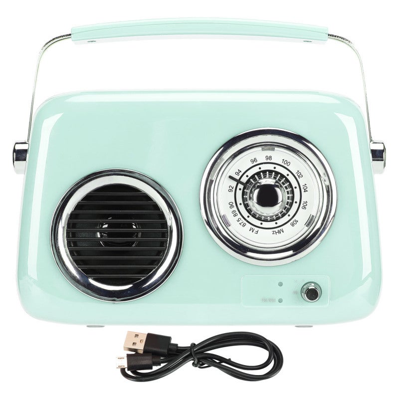 Retro Radio Bluetooth Speaker 3 Inch 5W Speaker Mint Green Vintage Look - Bluetooth 5.0 Low Latency - HiFi Stereo Sound Portable Retro Radio Speaker for Home Kitchen - Image 1