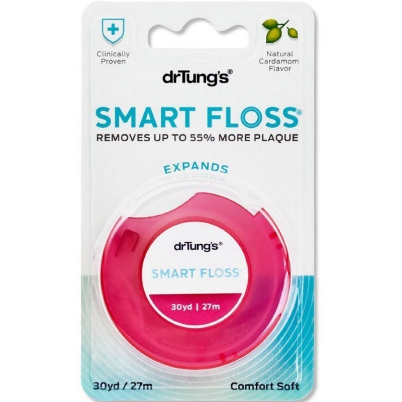 DrTung's Smart Floss - Natural Floss, PTFE & PFAS Free Floss, Gentle on Gums, Expands & Stretches, BPA Free - Natural Dental Floss Cardamom Flavor (Pack of 7) - Image 1