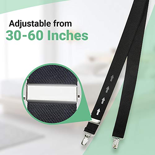 HOLD'EM Hold’Em Bed Sheet Fastener Suspenders - Heavy Duty USA Made, Adjustable,Straight or Crisscross KEEP SHEET SNUG WITHOUT SLIPPING Sheet Strap Holder Clips-2 pc. adjustable black - Image 4