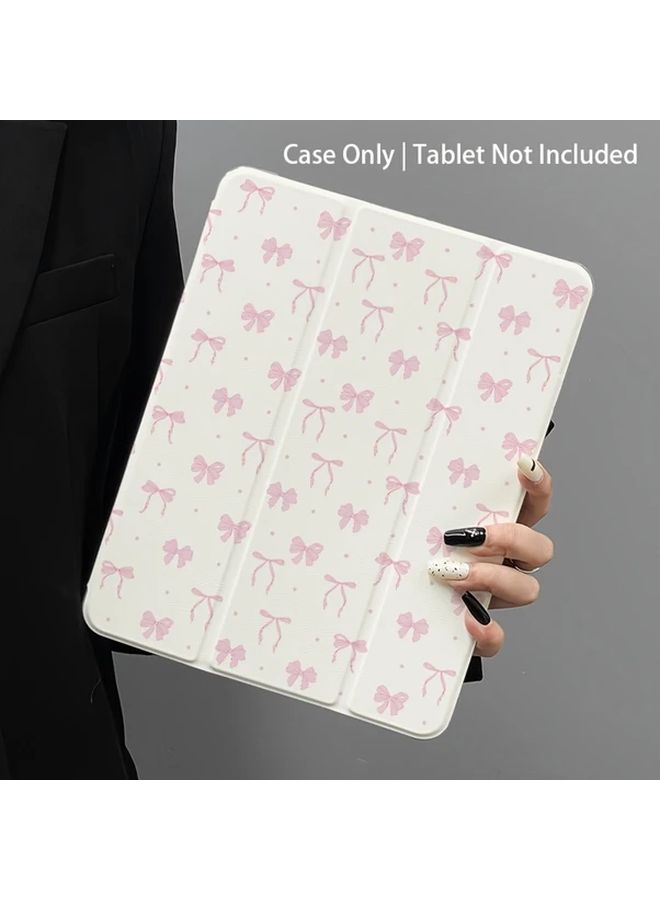 Case For IPad 7th 8th 9th 10.2 Inch 2019 2020 2021 Simple Pink Bow Faux Leather Tablet Cover With Sleep Wake Feature - Image 1